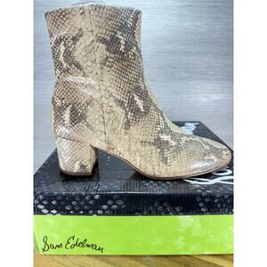 Sam Edelman Snake Print Heeled Ankle Boots Size 8